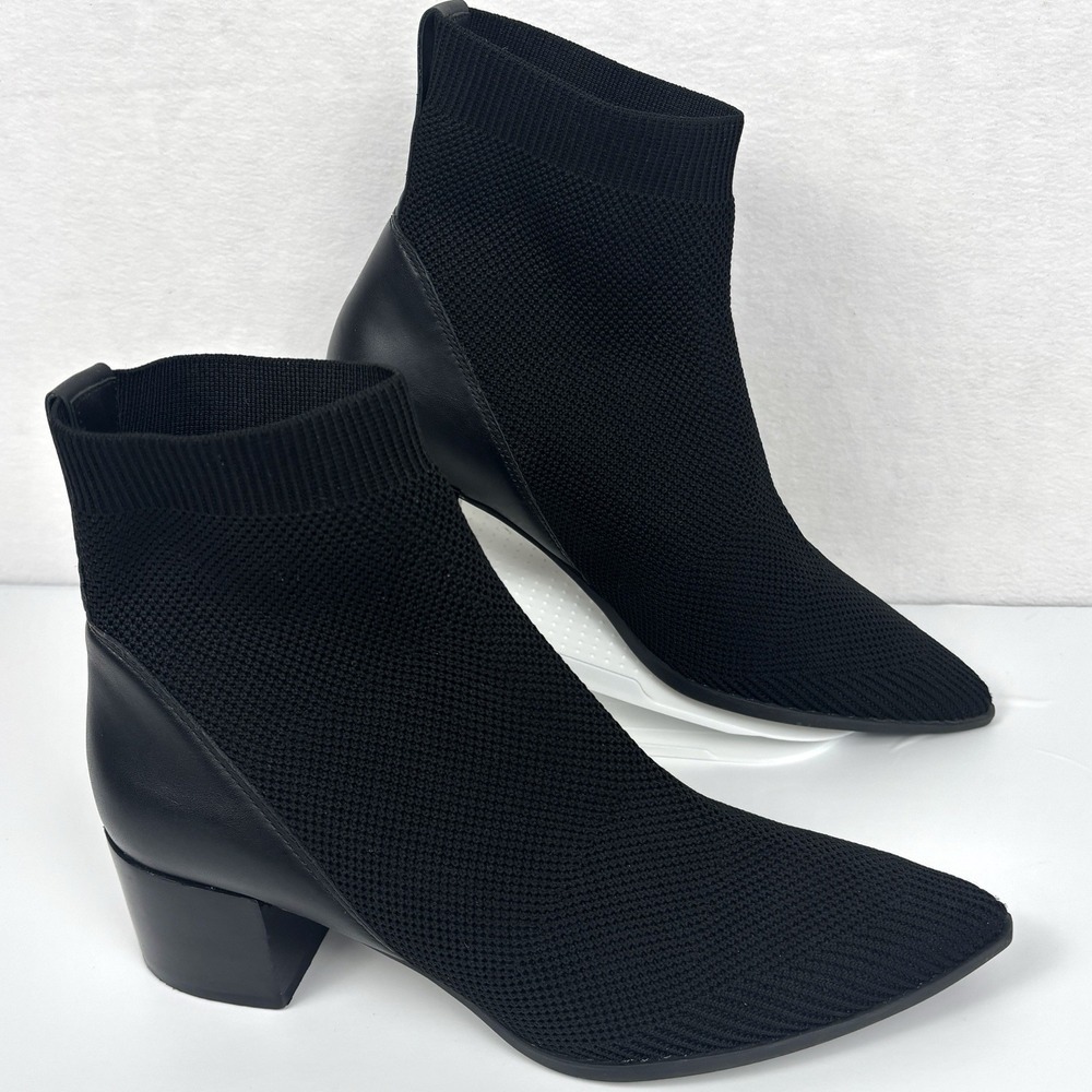Everlane Black Knit Pointed Toe Sock Ankle Boots Block Heel Women’s Size 8